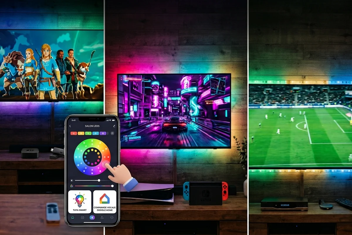Réglage des couleurs du ruban LED depuis l'application sur smartphone